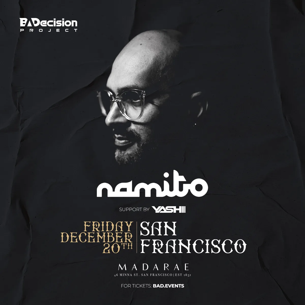 Namito Live in San Francisco in SAN FRANCISCO event artwork